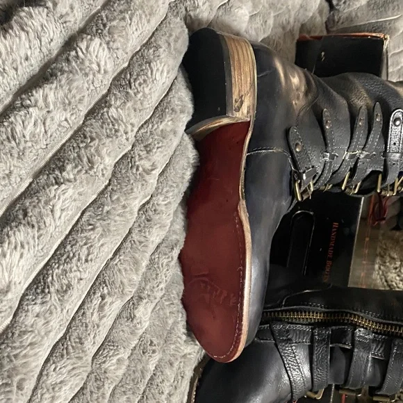 Freebird Black Over the Knee Boots with Buckle Details - Picture 3 of 3